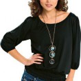 Blusa preta em Helanca fina, decote canoa - 151200 G R$11,74